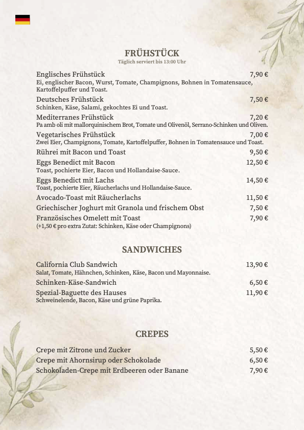 Restaurante Tentol Cala Egos Deutsch FRUHSTUCK sandwiches crepes 2026 food